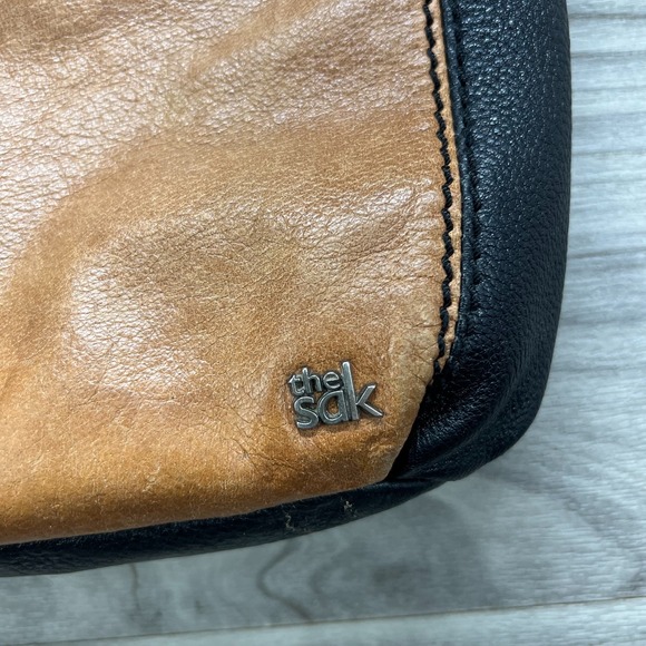 The Sak Crossbody Bag Women Black Colorblock Leather Zip Pocket Adjustable Strap - Picture 6 of 16